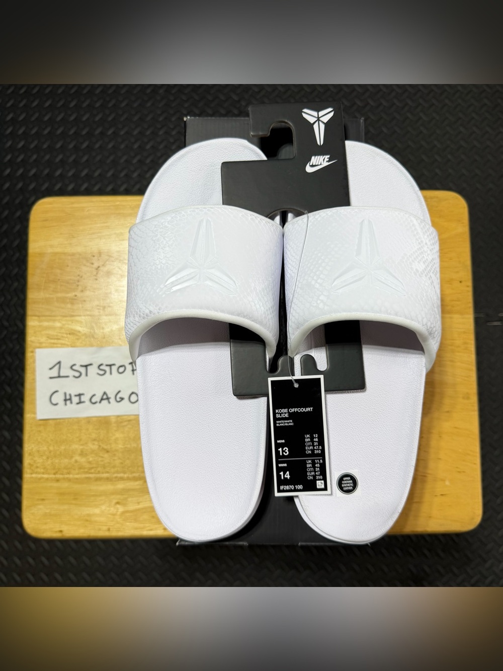 Nike Kobe Offcourt Slide Sandals Triple White IF2870-100 Mens Size 13 NEW